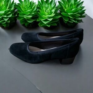 Clarks‎ Black Suede Block Heel Pumps Comfortable Classic US 8M